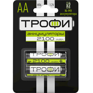 Батарейки аккумуляторные батарея ТРОФИ  HR6-2BL 2100 mAh(Цена за 2 шт.)