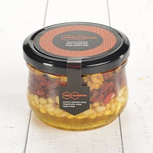 Ассорти: кедровые орехи, грецкий орех, ягоды годжи в меду 250 гр.