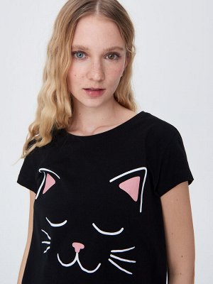 Пижамный комплект из двух предметов с принтом "кошка"