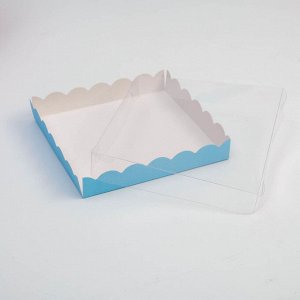 Коробочка для печенья с PVC крышкой, голубая, 18 х 18 х 3 см