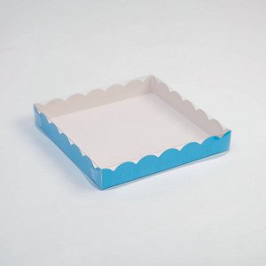 Коробочка для печенья с PVC крышкой, голубая, 20 х 20 х 3 см