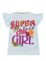 Футболки для девочек &quot;Super chik&quot;, цвет Светло-голубой