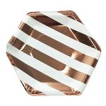 Тарелки White/Rose Gold полоска 20 см 6 шт