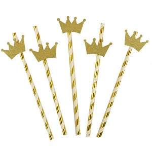 Трубочки для коктейля с золотой Короной 12 шт