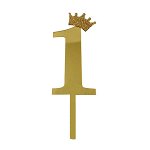 Топпер цифра 1 Корона GOLD 18 см