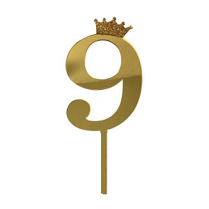 Топпер цифра 9 Корона GOLD 18 см