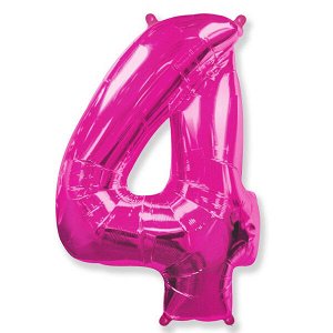 Цифра 4 розовая 40"/102 см фольгированный шар