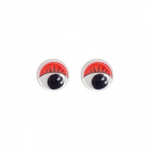 Глазки с ресничками на клеевой основе, набор 50 шт, размер 1 шт: 1,2 см , цвет красный