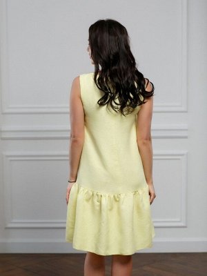 Платье из жаккарда с воланом цвет желтый
