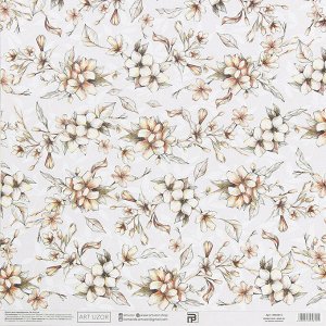 Бумага для скрапбукинга «Нежные свадебные цветы», 30.5 x 32 см, 190 гм