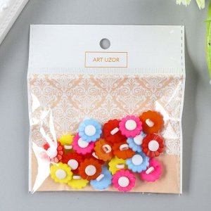 Набор пуговиц декоративных пластик "Цветочки яркие" (набор 22 шт) 1,5х1,5 см