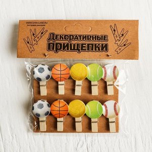 Набор декоративных прищепок «Мячики» набор 10 шт., длина 1 шт: 3,5 см