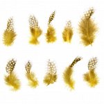 Набор перьев для декора 10 шт., размер 1 шт: 5 x 2 см, цвет жёлтый с коричневым