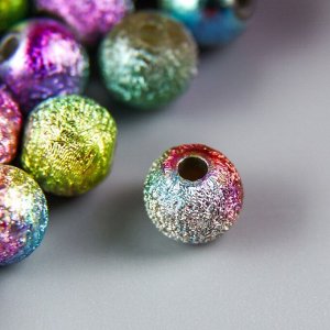 Бусины для творчества пластик "Шершавый шарик бензинового цвета" набор 10 гр d=0,6 см