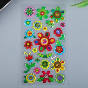 Наклейка пластик "Цветочки" МИКС 21х9,5 см
