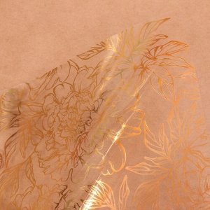 Ацетатный лист с фольгированием «Золотые пионы», 20 x 20 см