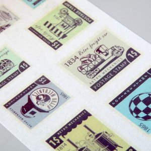 Наклейка пластик "Почтовые марки" набор 6 листов 15х10 см