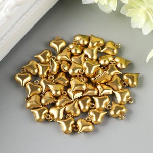 Декор для творчества металл "Пузатое сердечко" золото набор 50 шт 0,9х0,9 см
