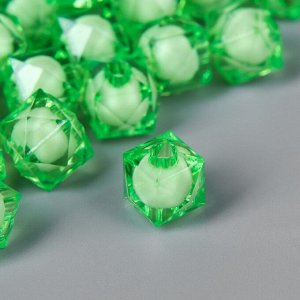 Набор бусин для творчества пластик "Кристалл-многогранник зелень" 20 гр 1,2х1,4 см