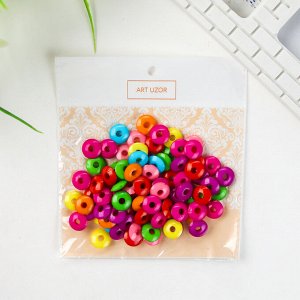 Бусины для творчества пластик "Колечки" цветные набор 100 шт 1,2х1,2 см