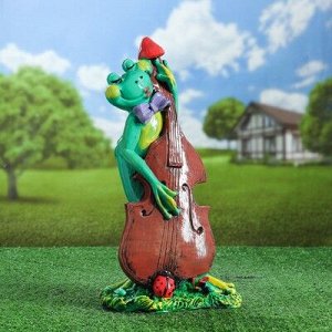 Садовая фигура "Лягушка с контрабасом", зелёный цвет, 46 см