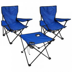 Набор мебели турист., складной (стол 46х46х37 см, 2 кресла 80х80х48 см), цвет синий