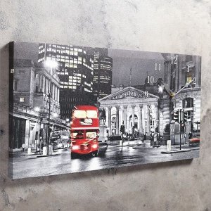 Часы настенные, на холсте, серия: Город, "Лондон", 40х76  см, микс