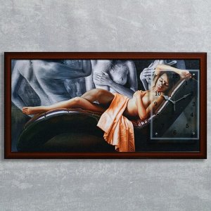 Часы-картина настенные, серия: Люди, "Девушка на кушетке", 50х100  см, в ассортименте