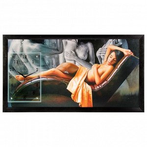 Часы-картина настенные, серия: Люди, "Девушка на кушетке", 50х100  см, микс