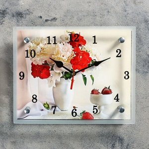 Часы настенные, серия: Цветы, "Цветы в вазе", микс 20х25 см
