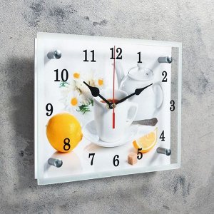 Часы настенные, серия: Кухня, "Чайная церемония и лимон", 20х25  см
