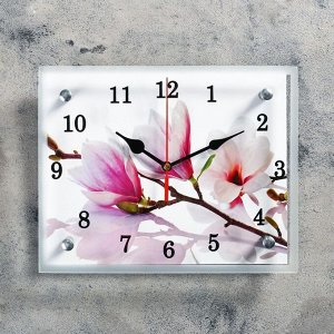 Часы настенные, серия: Цветы, "Бело-сиреневые цветы", 20х25 см