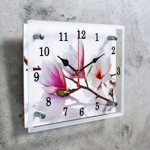 Часы настенные, серия: Цветы, "Бело-сиреневые цветы", 20х25 см