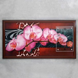 Часы-картина настенные, серия: Цветы, "Орхидеи на ветке", 50х100 см, микс
