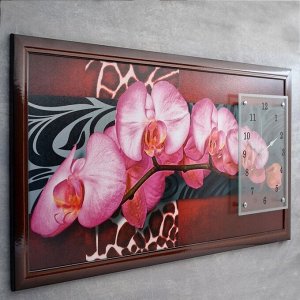 Часы-картина настенные, серия: Цветы, "Орхидеи на ветке", 50х100 см, микс