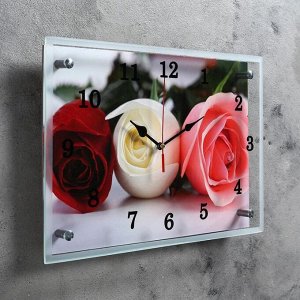 Часы настенные, серия: Цветы, "Три розы", 25х35  см, в ассортименте
