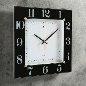 Часы настенные, серия: Классика, "Рубин", плавный ход, 31 х 31 см, черные
