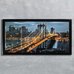 Часы-картина настенные, серия: Город, &quot;Манхэттенский мост&quot;, 50х100  см, микс