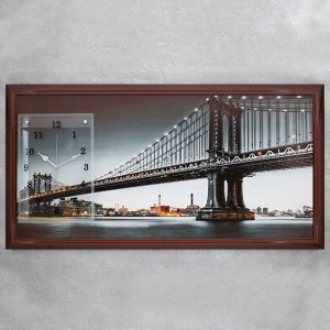 Часы-картина настенные, серия: Город, "Манхэттенский Мост", 50х100  см, микс