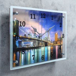 Часы настенные, серия: Город, "Ночной город и архитектура", 25х35  см, микс