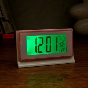Часы-будильник электронные, с подсветкой и термометром, 13.5х8 см, микс
