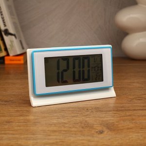 Часы-будильник электронные, с подсветкой и термометром, 13.5х8 см, микс