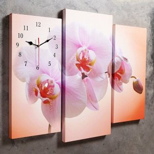 Часы настенные, модульные, серия: Цветы, "Розовая орхидея", 60х80 см