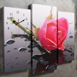 Часы настенные модульные «Розовая роза», 60 х 80 см