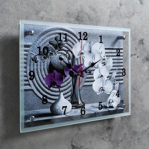 Часы настенные, серия: Цветы, "Композиция из орхидеи", 25х35 см