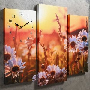 Часы настенные модульные «Ромашки на закате», 60 х 80 см