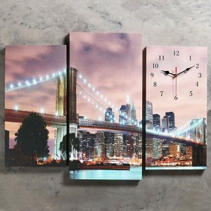 Часы настенные модульные «Огни Нью-Йорка», 60 х 80 см