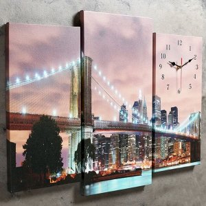 Часы настенные модульные «Огни Нью-Йорка», 60 х 80 см