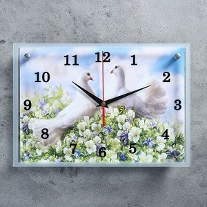 Часы настенные, серия: Животный мир, "Пара голубей"" 25х35 см