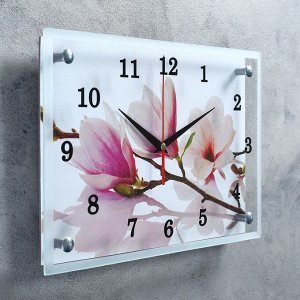 Часы настенные, серия: Цветы, "Бело-сиреневые цветы", 25х35 см